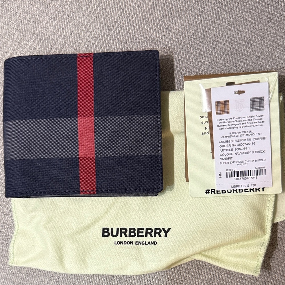 Burberry Men's Black and Red Check Wallet